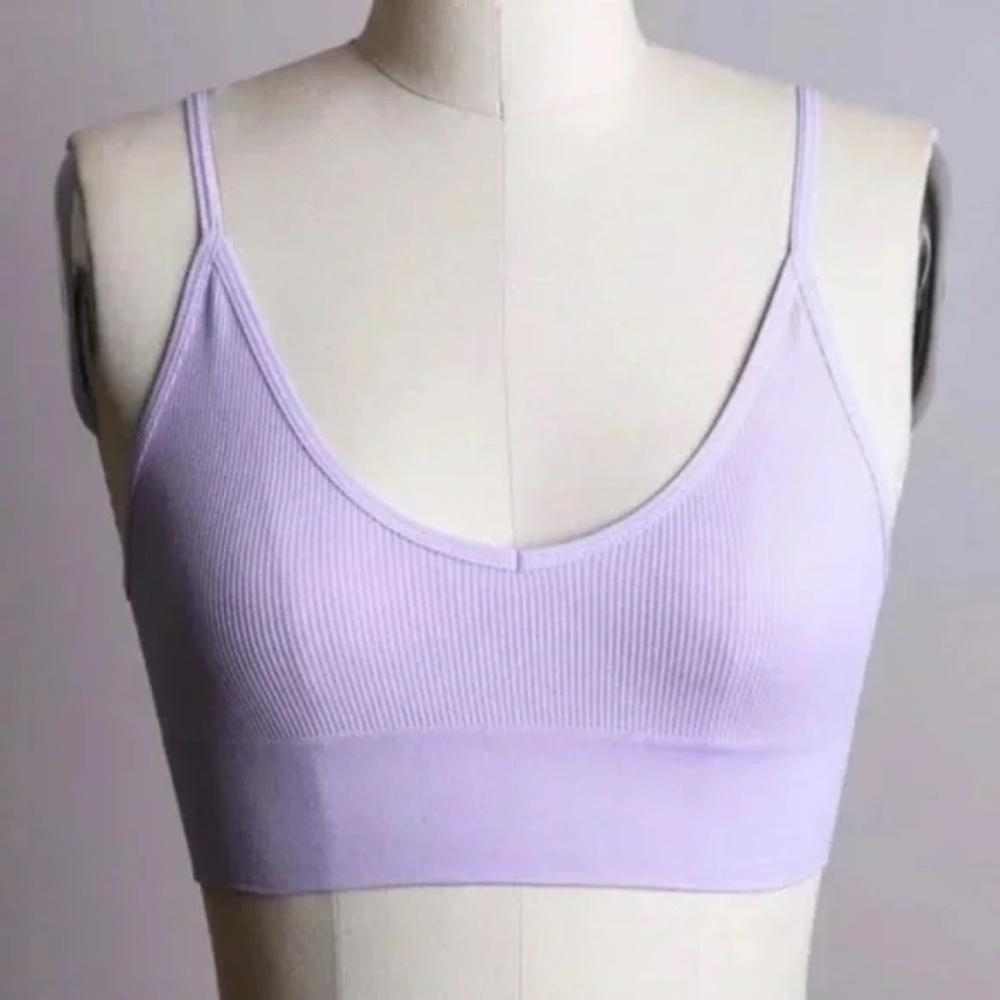 Lavender Low Back Seamless Solid Bralette Womens